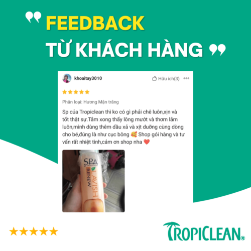 Sữa tắm phục hồi lông xỉn màu cho chó mèo Tropiclean Spa Renew 473ml - Hương mận đào