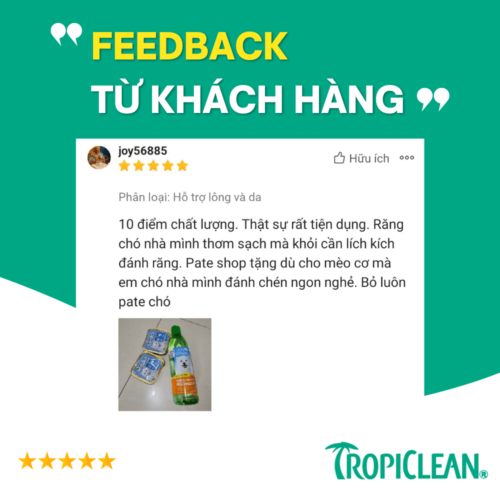 Nước vệ sinh răng miệng cho chó mèo Tropiclean 473ml - Hỗ trợ lông da