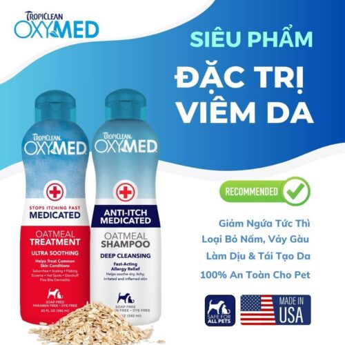 Dầu gội trị viêm da cho chó mèo Oxymed - 592ml