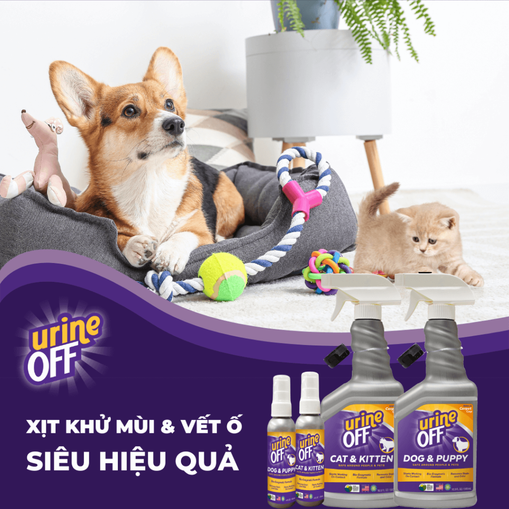 Urine Off - xịt khử mùi và vết ố do nước tiểu chó mèo gây ra