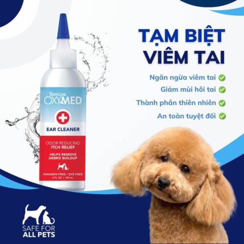 Dung dịch vệ sinh tai cho chó mèo Oxymed - 100ml