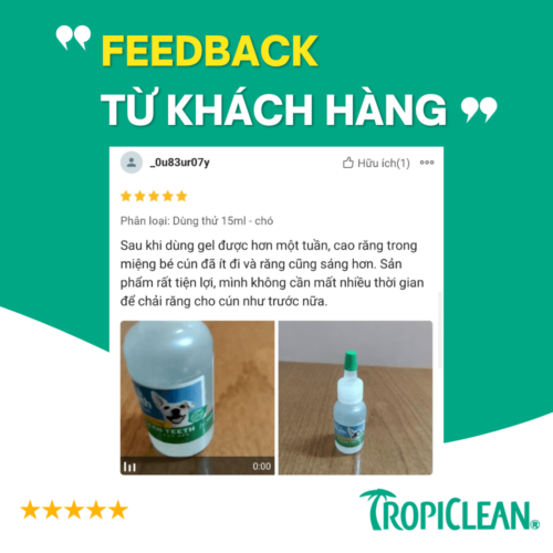 Gel vệ sinh răng miệng cho chó Tropiclean 15ml